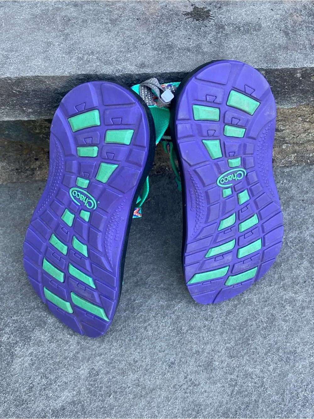 Chaco Kids Size 3 Teal Purple Black Strappy Sandals